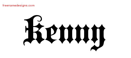 Old English Name Tattoo Designs Kenny Free Lettering