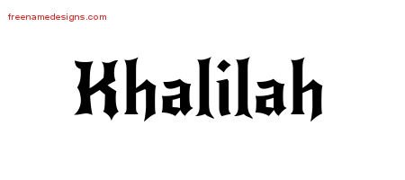 Gothic Name Tattoo Designs Khalilah Free Graphic