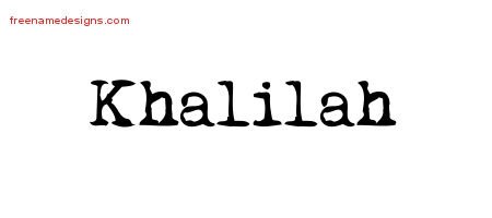 Vintage Writer Name Tattoo Designs Khalilah Free Lettering
