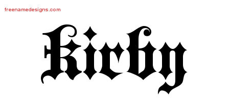 Old English Name Tattoo Designs Kirby Free Lettering