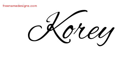 Cursive Name Tattoo Designs Korey Free Graphic