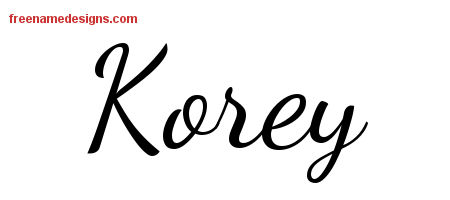 Lively Script Name Tattoo Designs Korey Free Download