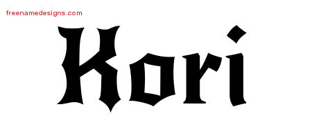 Gothic Name Tattoo Designs Kori Free Graphic