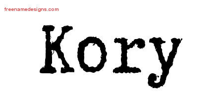 Typewriter Name Tattoo Designs Kory Free Printout
