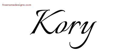 Calligraphic Name Tattoo Designs Kory Free Graphic