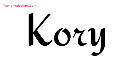 Calligraphic Stylish Name Tattoo Designs Kory Free Graphic
