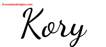Lively Script Name Tattoo Designs Kory Free Download