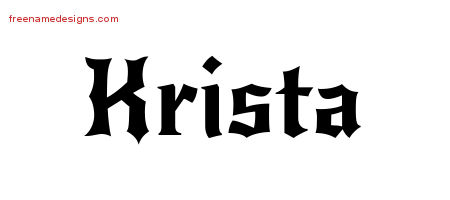 Gothic Name Tattoo Designs Krista Free Graphic