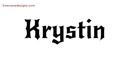 Gothic Name Tattoo Designs Krystin Free Graphic