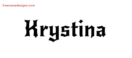 Gothic Name Tattoo Designs Krystina Free Graphic