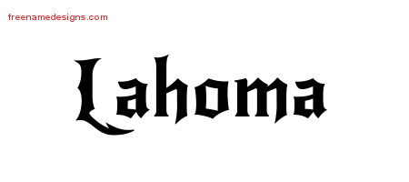 Gothic Name Tattoo Designs Lahoma Free Graphic