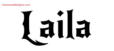 Gothic Name Tattoo Designs Laila Free Graphic