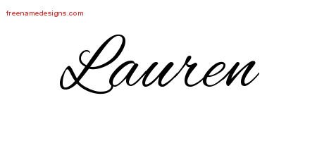 Cursive Name Tattoo Designs Lauren Free Graphic