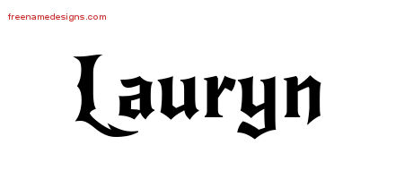 Gothic Name Tattoo Designs Lauryn Free Graphic