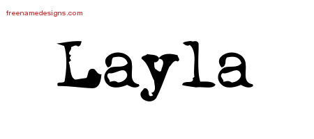 Vintage Writer Name Tattoo Designs Layla Free Lettering