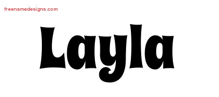 Groovy Name Tattoo Designs Layla Free Lettering