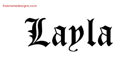Blackletter Name Tattoo Designs Layla Graphic Download