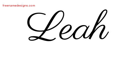 Classic Name Tattoo Designs Leah Graphic Download