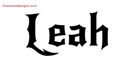 Gothic Name Tattoo Designs Leah Free Graphic