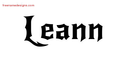 Gothic Name Tattoo Designs Leann Free Graphic