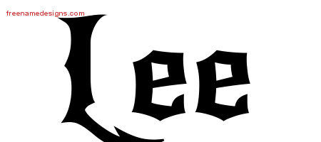 Gothic Name Tattoo Designs Lee Free Graphic