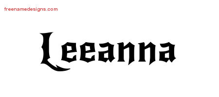 Gothic Name Tattoo Designs Leeanna Free Graphic