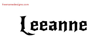 Gothic Name Tattoo Designs Leeanne Free Graphic