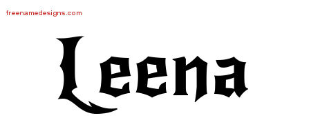 Gothic Name Tattoo Designs Leena Free Graphic
