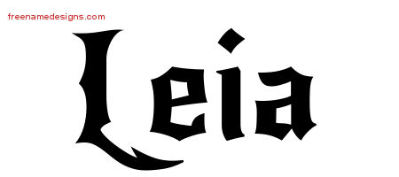 Gothic Name Tattoo Designs Leia Free Graphic