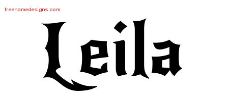 Gothic Name Tattoo Designs Leila Free Graphic