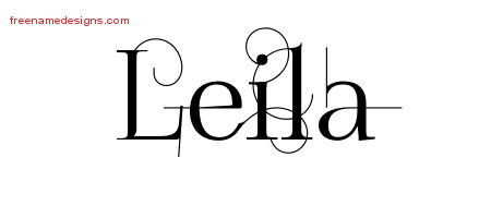 Decorated Name Tattoo Designs Leila Free