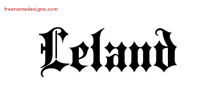 Old English Name Tattoo Designs Leland Free Lettering