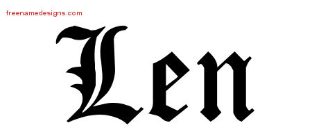 Blackletter Name Tattoo Designs Len Printable