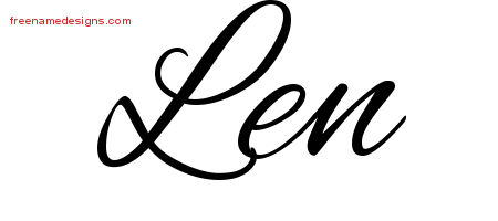 Cursive Name Tattoo Designs Len Free Graphic