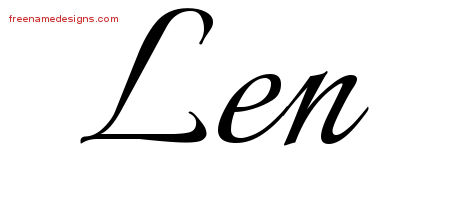 Calligraphic Name Tattoo Designs Len Free Graphic