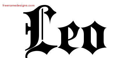 Old English Name Tattoo Designs Leo Free Lettering