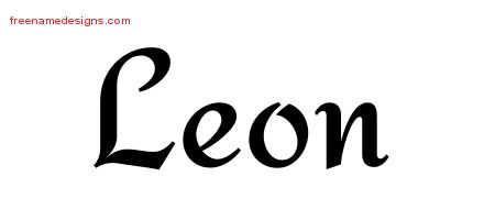 Calligraphic Stylish Name Tattoo Designs Leon Free Graphic