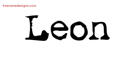 Vintage Writer Name Tattoo Designs Leon Free Lettering