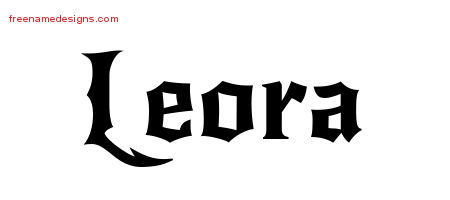 Gothic Name Tattoo Designs Leora Free Graphic