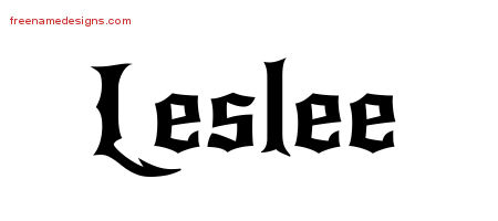 Gothic Name Tattoo Designs Leslee Free Graphic
