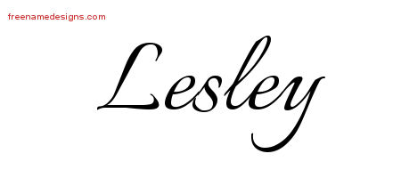 Calligraphic Name Tattoo Designs Lesley Free Graphic