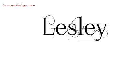 Decorated Name Tattoo Designs Lesley Free Lettering