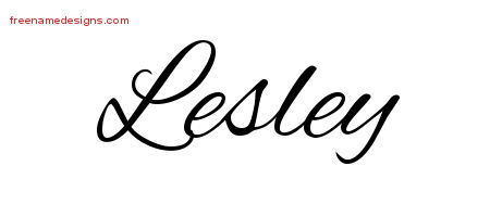 Cursive Name Tattoo Designs Lesley Free Graphic