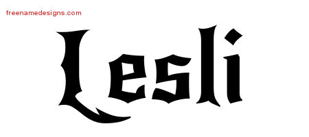 Gothic Name Tattoo Designs Lesli Free Graphic