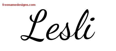 Lively Script Name Tattoo Designs Lesli Free Printout