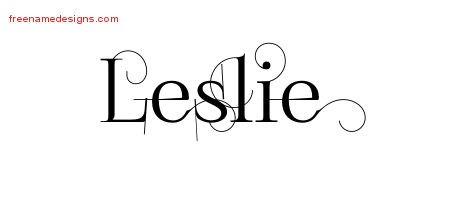 Decorated Name Tattoo Designs Leslie Free Lettering