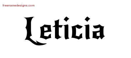 Gothic Name Tattoo Designs Leticia Free Graphic