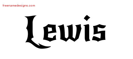 Gothic Name Tattoo Designs Lewis Free Graphic