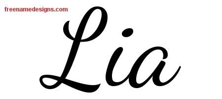 Lively Script Name Tattoo Designs Lia Free Printout