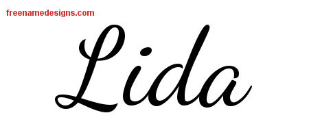Lively Script Name Tattoo Designs Lida Free Printout